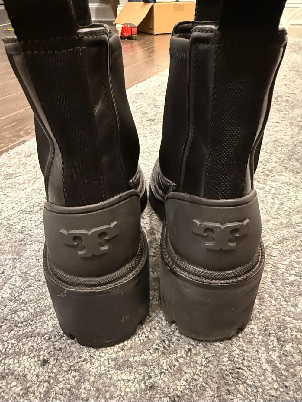 Title: Tory Burch Chelsea Lug Leather Ankle Boots – Black – Women's Size 7M